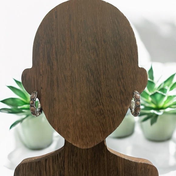 CHAPS hoop Post Earrings 7/8" Silver Tone Metal Multi
Tan Brown - Picture 4 of 10